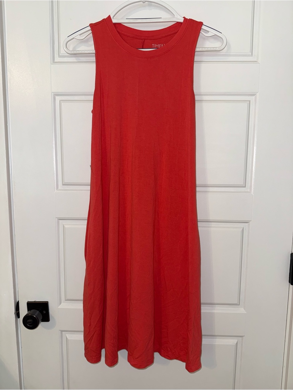 Time and Tru Bright Red Sleeveless Midi Dress